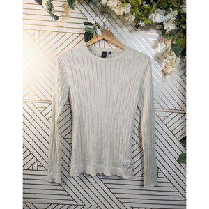 Red Bull Alpha Tauri Women's Cream Long Sleeve Knit Cashmere-Mix Sweater Sz Larg